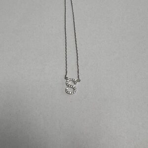 Suzy Levian Initial S Necklace Elegant Sterling Silver White Topaz Necklace